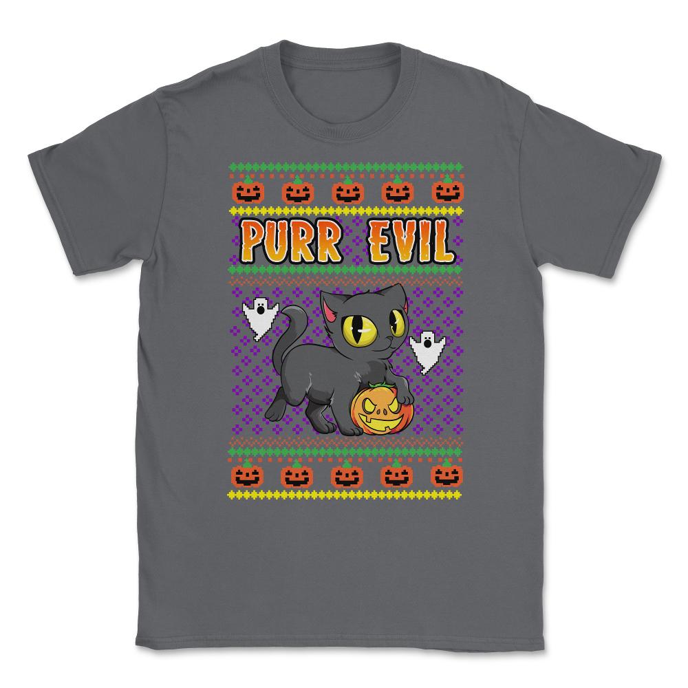 Purr Evil Ugly print Style Halloween Design Pun Gift graphic Unisex - Smoke Grey