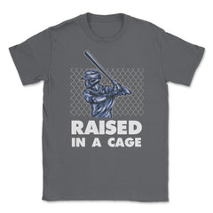 Funny Baseball Batter Hitter Raised In A Cage Sporty Humor print - Smoke Grey