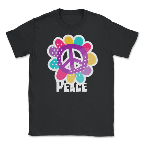 Peace Sign Flower Colorful Peace Day Design design Unisex T-Shirt - Black
