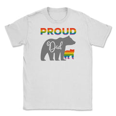 Rainbow Pride Flag Bear Proud Dad and Gay Cub graphic Unisex T-Shirt - White