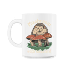 Cute Kawaii Hedgehog Playing Mushroom Drums Cottage Core print - 11oz Mug - White