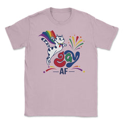 Gay AF Cat Hilarious LGBT Kitten With Rainbow Pride Flag Cap print - Light Pink