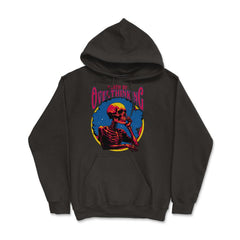 Gothic Death by Overthinking Funny Skeleton Thinking design - Hoodie - Black