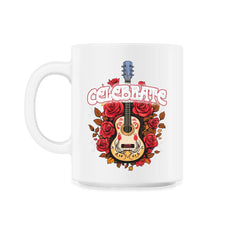 Day Of The Dead Guitar With Roses Celebrate Quote Print graphic - 11oz Mug - White