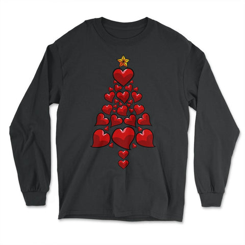 Christmas Tree Hearts For Her Funny Matching Xmas print - Long Sleeve T-Shirt - Black