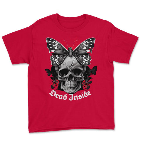 Floral Butterfly Skull Aesthetic Dead Inside Goth Skull product Youth - Red