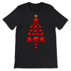 Christmas Tree Hearts For Her Funny Matching Xmas print - Premium Unisex T-Shirt - Black