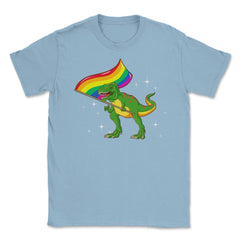 T-Rex Dinosaur with Rainbow Pride Flag Funny Humor Gift design Unisex