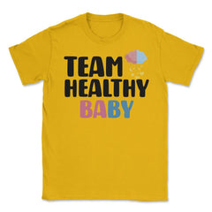 Funny Team Healthy Baby Boy Girl Gender Reveal Announcement graphic - Gold
