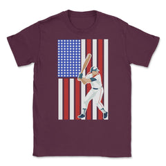 Funny Baseball Batter Hitter USA American Flag Patriotic product - Maroon