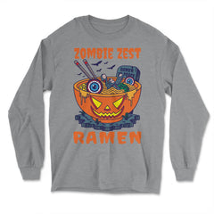 Zombie Zest Ramen Bowl Halloween Noodle Print product - Long Sleeve T-Shirt - Grey Heather