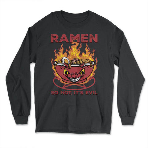 Devil Ramen Bowl Halloween Spicy Hot Graphic print - Long Sleeve T-Shirt - Black