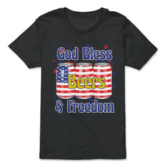 God Bless Beer & Freedom Funny 4th of July Patriotic graphic - Premium Youth Tee - Black