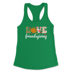 Love Friendsgiving Text with Pumpkin & Autumn Leaves graphic Women's - Kelly Green