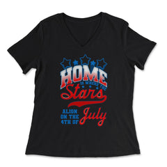 Home is where the Stars Align on the 4th of July product - Women's V-Neck Tee - Black