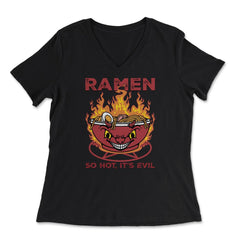 Devil Ramen Bowl Halloween Spicy Hot Graphic print - Women's V-Neck Tee - Black