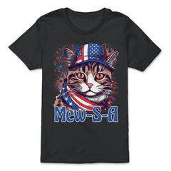 4th of July Mew-S-A Pawsitively Patriotic Cat graphic - Premium Youth Tee - Black
