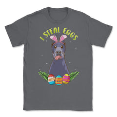 Easter Doberman Pinscher with Bunny Ears Funny I steal eggs product - Smoke Grey