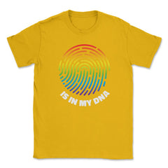 Is In My DNA Rainbow Flag Gay Pride Fingerprint Design product Unisex - Gold