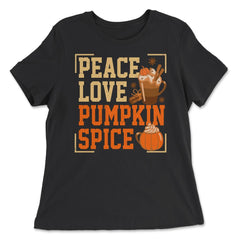 Peace Love Pumpkin Spice Funny Autumn Fall Season Grunge design - Women's Relaxed Tee - Black