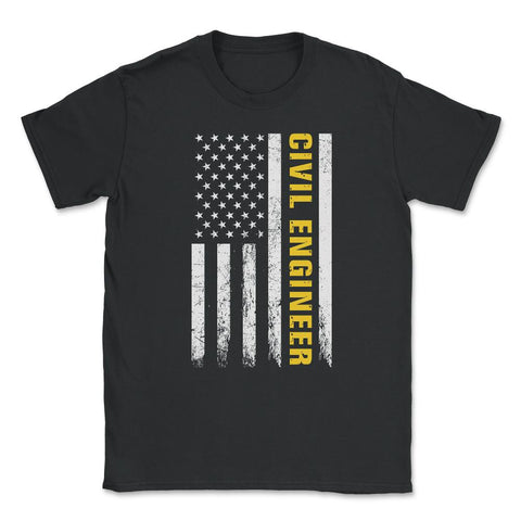 Civil Engineer USA Flag Patriotic American Engineering graphic Unisex - Black