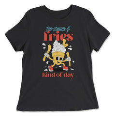 Ice Cream & Fries Kind of Day Retro Ice Cream Character print - Women's Relaxed Tee - Black