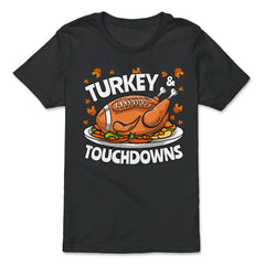 Thanksgiving Turkey & Touchdowns American Football Funny graphic - Premium Youth Tee - Black