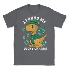 St Patrick's Day I Found My Lucky Sharm Kawaii Dinosaur design Unisex - Smoke Grey