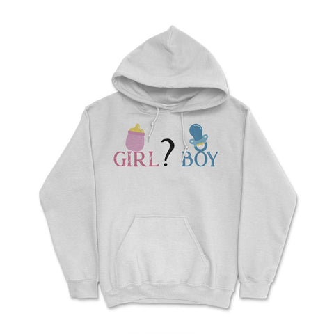 Funny Girl Boy Baby Gender Reveal Announcement Party product Hoodie - White
