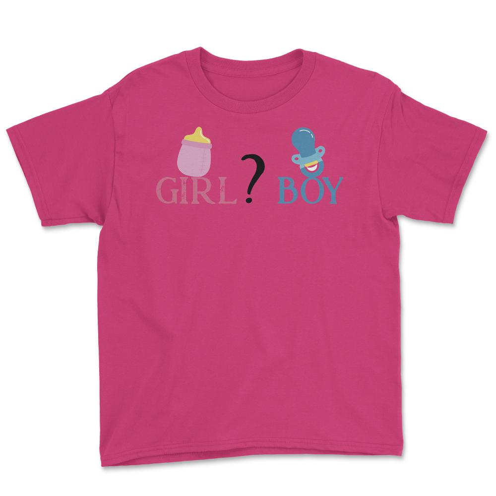Funny Girl Boy Baby Gender Reveal Announcement Party product Youth Tee - Heliconia