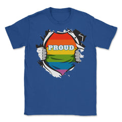Rainbow Pride Flag Hero Gay design Unisex T-Shirt - Royal Blue