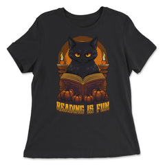 Gothic Black Cat Reading Witchcraft Book Dark & Edgy product - Women's Relaxed Tee - Black