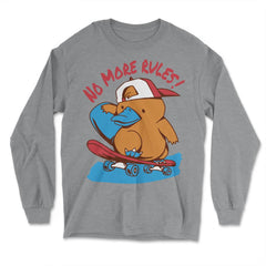 No more Rules! Hilarious Kawaii Platypus Skateboarding product - Long Sleeve T-Shirt - Grey Heather