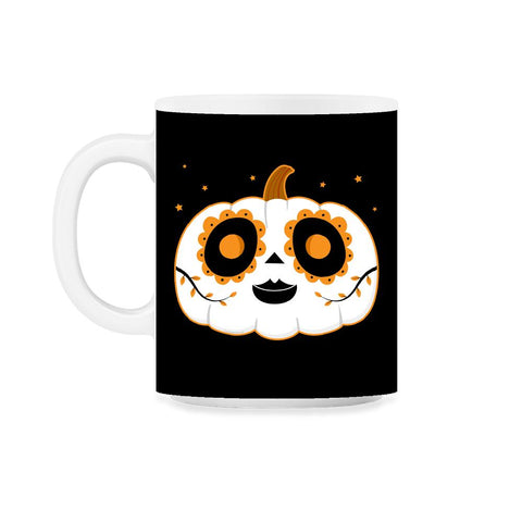 Day of the Dead Cute Skeleton Face Paint Pumpkin Halloween design - Black on White