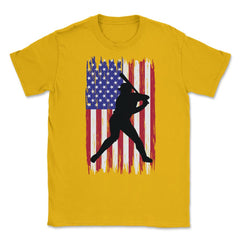 Baseball Pitcher Player American Flag USA Distressed Vintage design - Gold