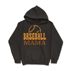 Baseball Mama Mom Leopard Print Letters Sports Funny graphic - Hoodie - Black