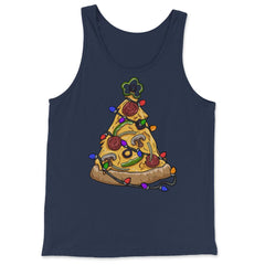 Christmas Pizza Tree Funny Pizza Lovers Pepperoni & Veggies graphic - Tank Top - Navy