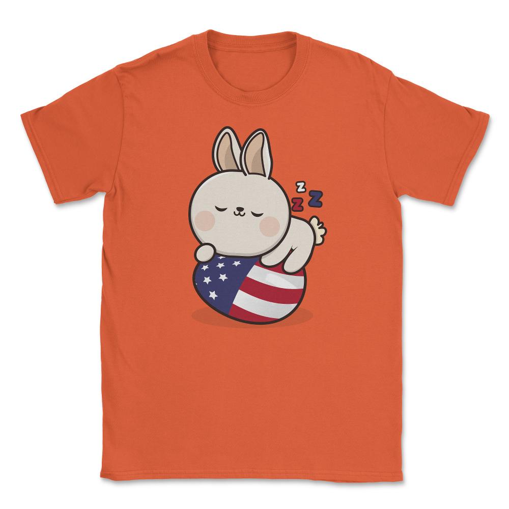 Bunny Napping on an American Flag Egg Gift design Unisex T-Shirt - Orange