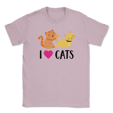 Funny I Love Cats Heart Cat Lover Pet Owner Cute Kitten print Unisex - Light Pink