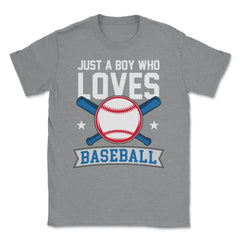 Funny Just A Boy Who Loves Baseball Pitcher Catcher Batter design - Grey Heather