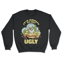 It's About to Get Ugly Funny Saying Christmas Tree & Cat print - Unisex Sweatshirt - Black