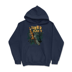 Zombie Hand Holding A Beer With Beer Please Quote product - Hoodie - Navy