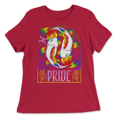 Gay Zodiac LGBTQ Zodiac Sign Pisces Rainbow Pride graphic - Women's Relaxed Tee - Red