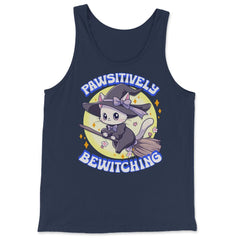 Pawsitively Bewitching Cat Witch Design graphic - Tank Top - Navy