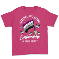 Asexual and Proud: Embracing My Unique Identity design Youth Tee - Heliconia