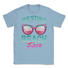Resting Beach Face Summer Vacation Women print Unisex T-Shirt - Light Blue