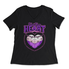Asexual Trust Your Heart Asexual Pride print - Women's V-Neck Tee - Black