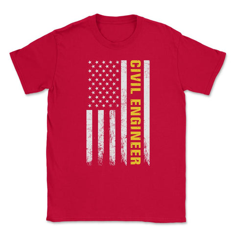 Civil Engineer USA Flag Patriotic American Engineering graphic Unisex - Red