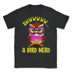A Bird Nerd Owl Funny Humor Reading Owl print Unisex T-Shirt - Black