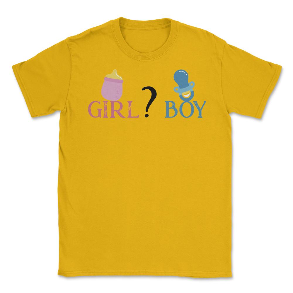 Funny Girl Boy Baby Gender Reveal Announcement Party product Unisex - Gold